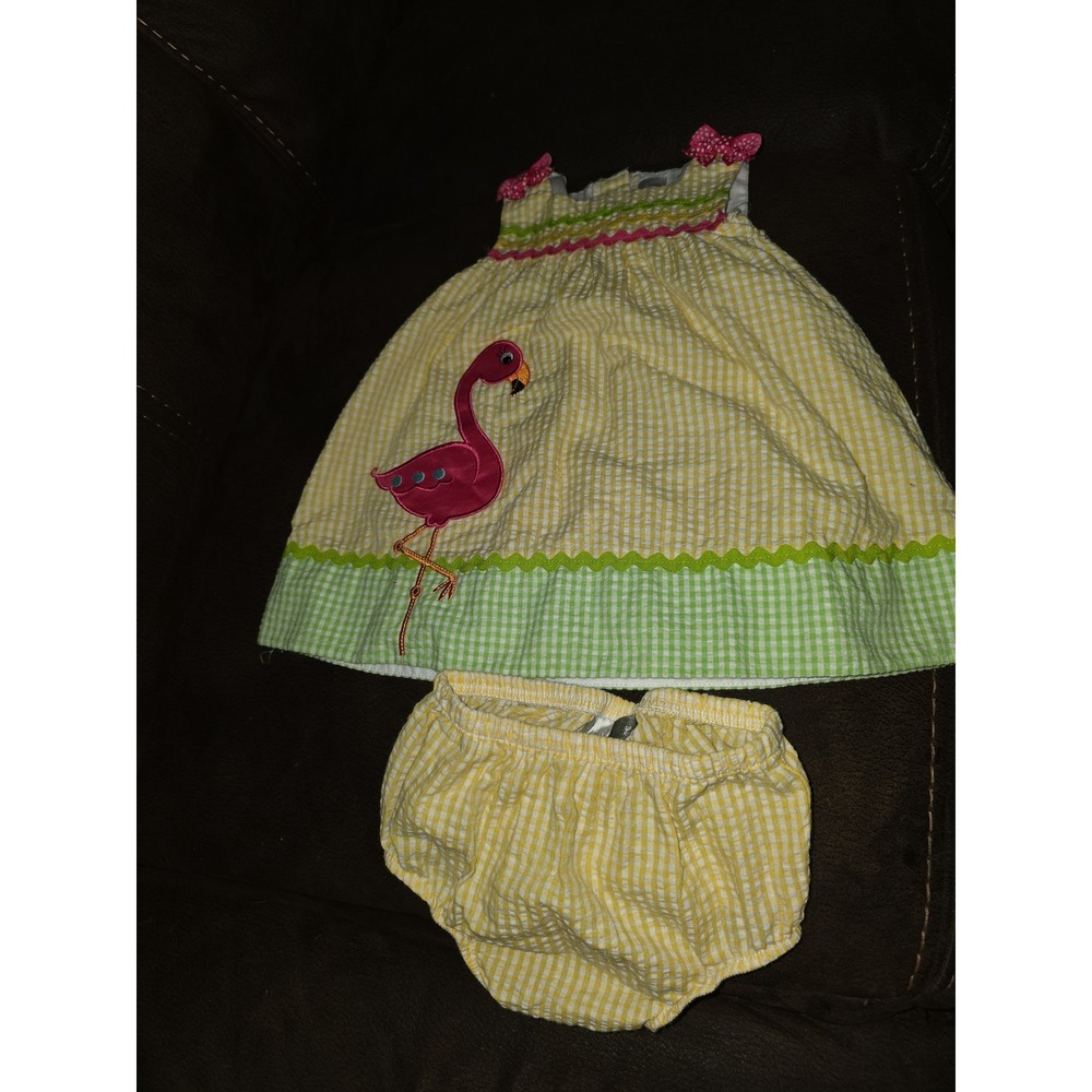 Emily rose yellow flamingo summer dress size 12 months